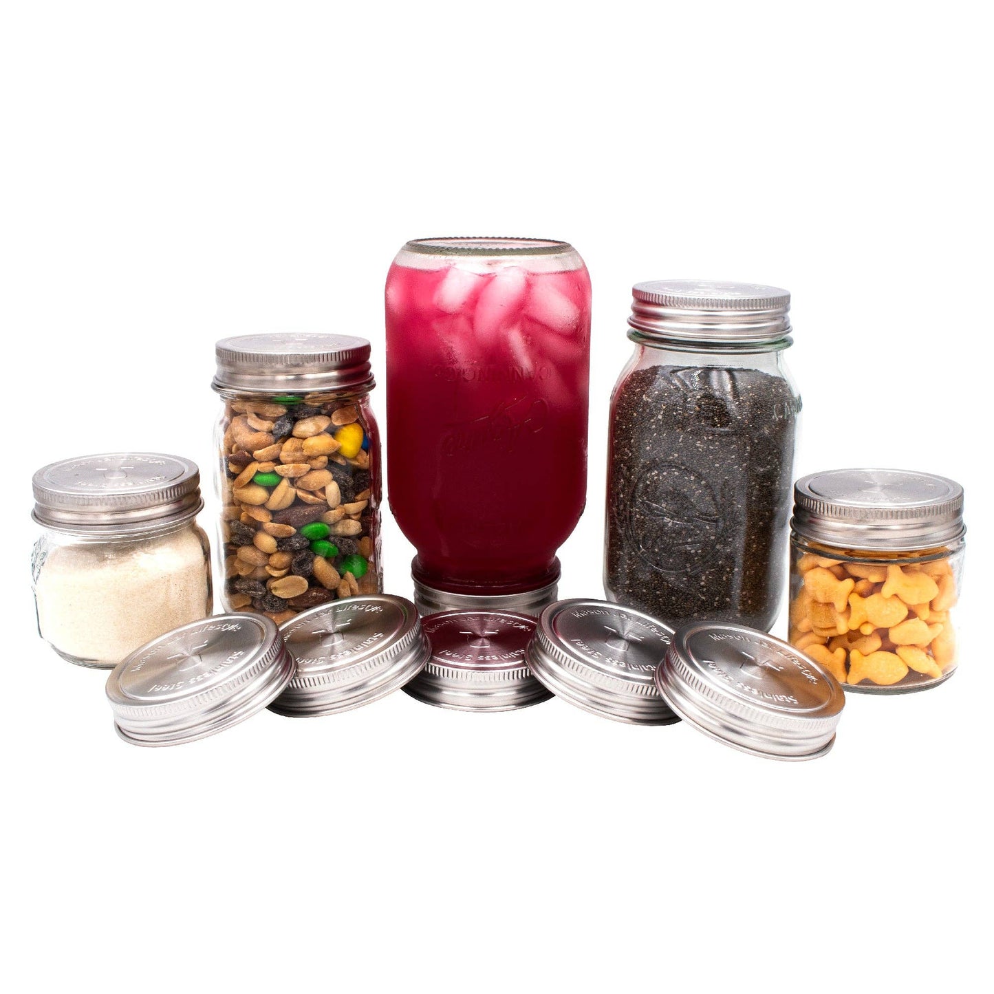 Stainless Steel Storage Lids w/ Silicone Seals for Mason Jar: Wide mouth