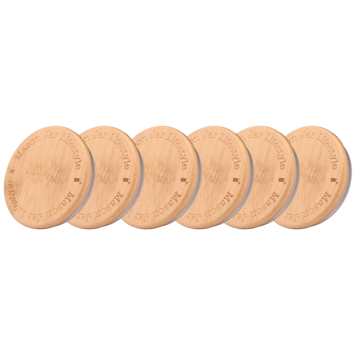Bamboo Storage Stopper Lids for Mason Jars: 6 Pack / Regular mouth