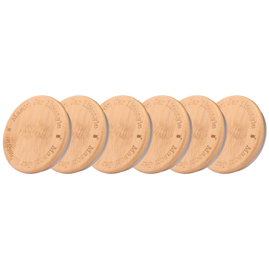 Bamboo Storage Stopper Lids for Mason Jars: 6 Pack / Regular mouth