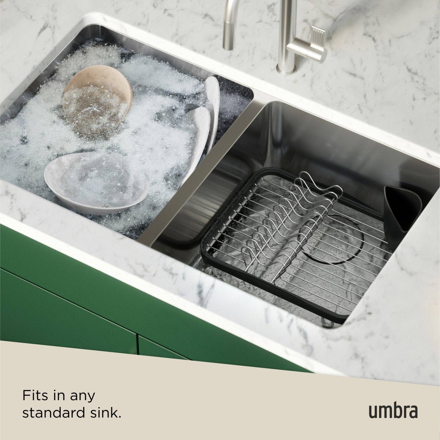 SINKIN DISH RACK: WHITE-NICKEL