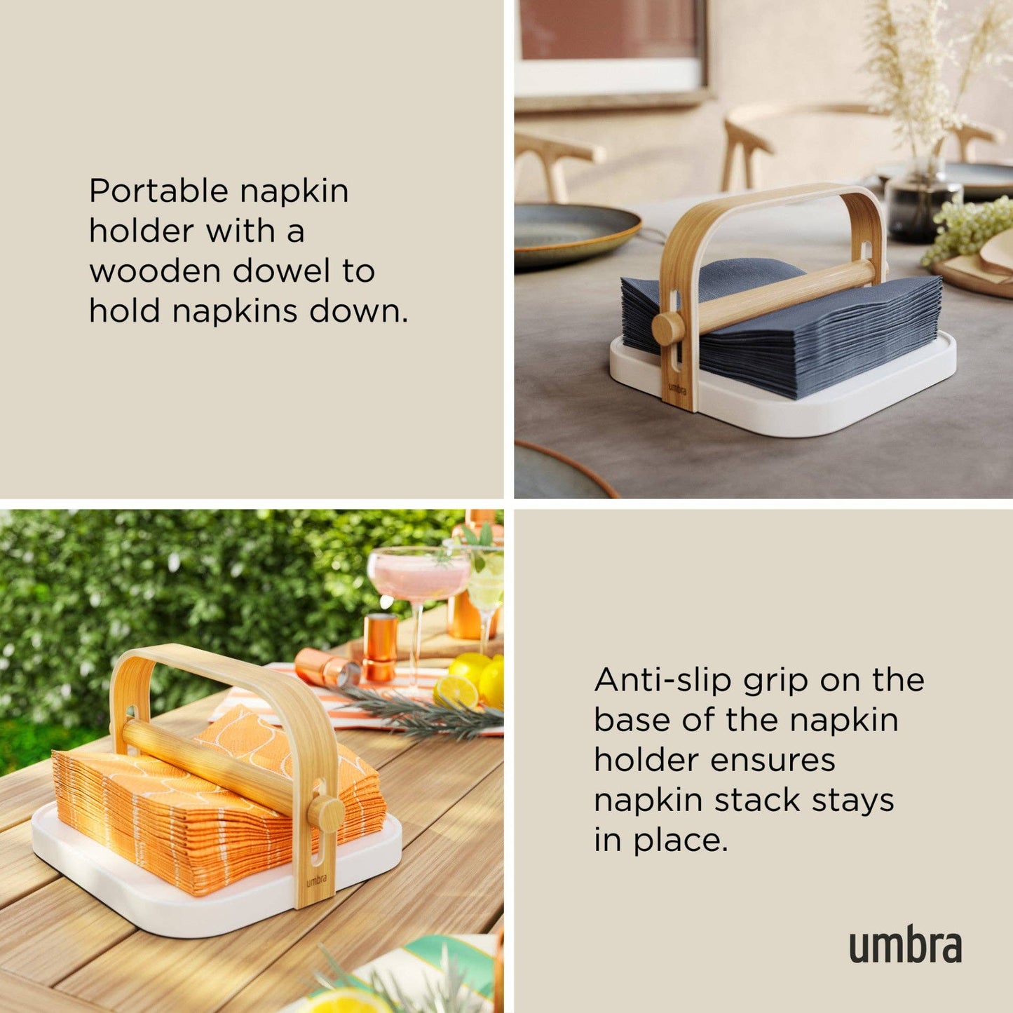 BELLWOOD NAPKIN HOLDER:WHITE/NATURAL