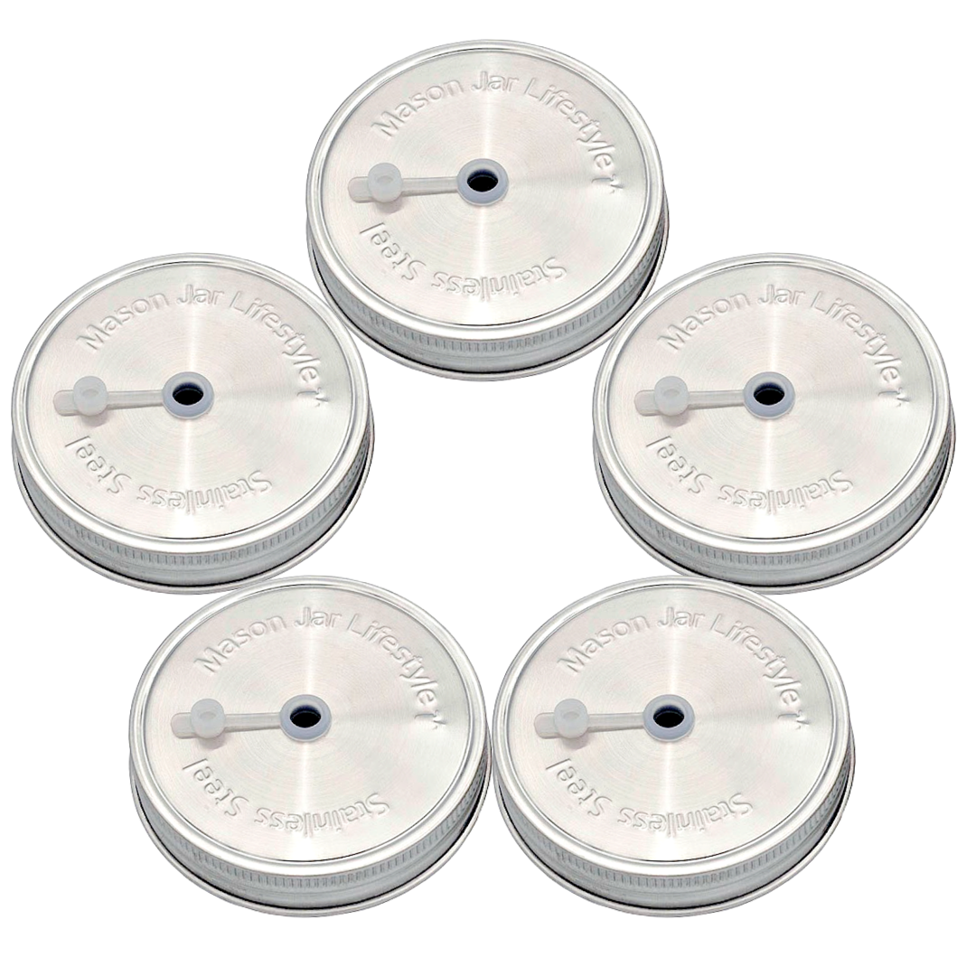 Stainless Steel Straw Hole Tumbler Lids for Mason Jars: Wide mouth
