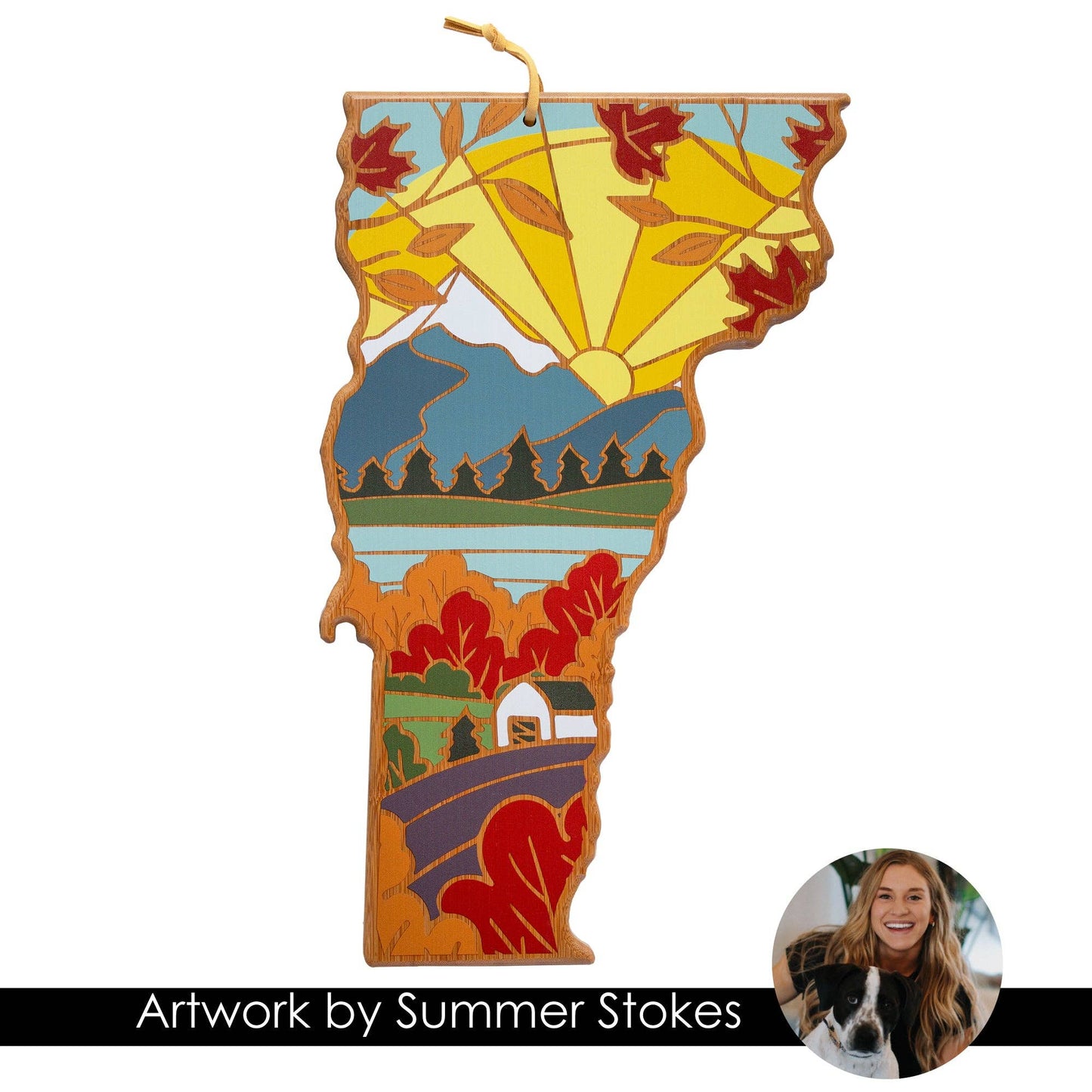 VERMONT CUTTING BOARD WITH ARTWORK BY SUMMER STOKES