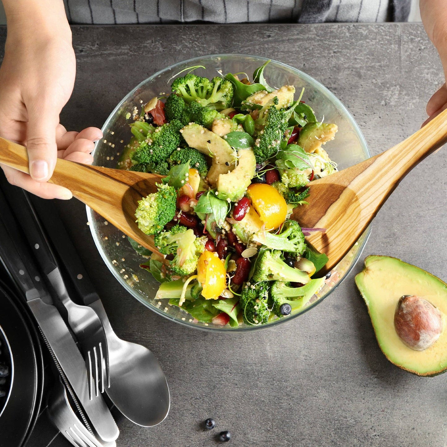 ROCK & BRANCH® OLIVE WOOD SALAD SERVING SET