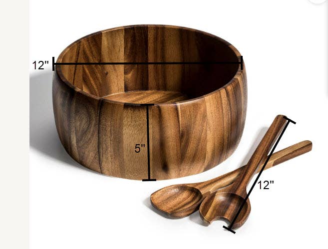 EXTRA LARGE SERVING/SALAD BOWL WITH UTENSILS -12"