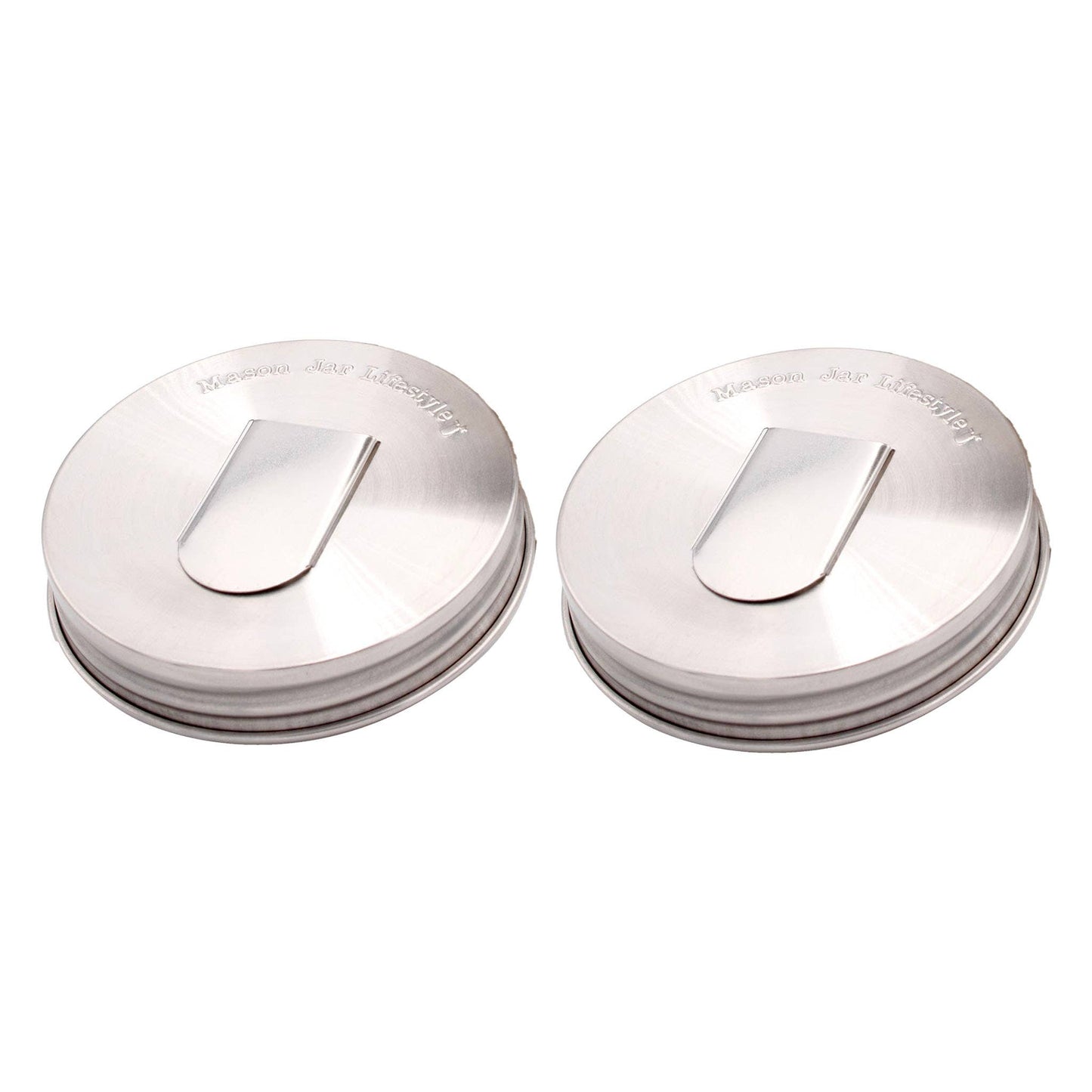 STAINLESS STEEL GRAIN DISPENSING LID FOR MASON JARS 2PK: REGULAR MOUTH