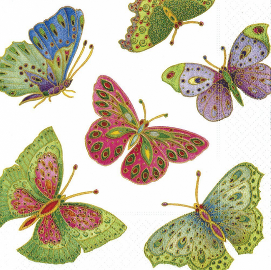 COCKTAIL NAPKIN JEWELED BUTTERFLIES