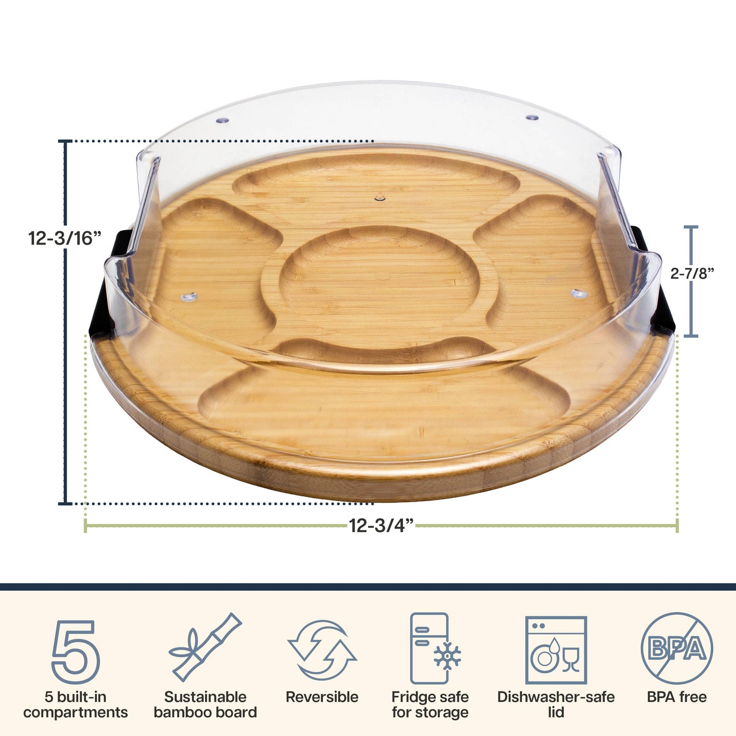 Round Charcuterie Board w/ Locking Lid