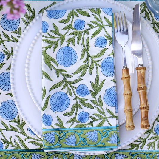 NAPKINS POMEGRANATE BLUE SET/4