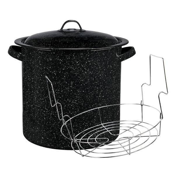 GRANITEWARE CANNING POT & JAR RACK 15.5 QT BLACK