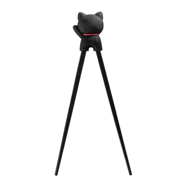 Training Chopsticks: Black Lucky Cat
