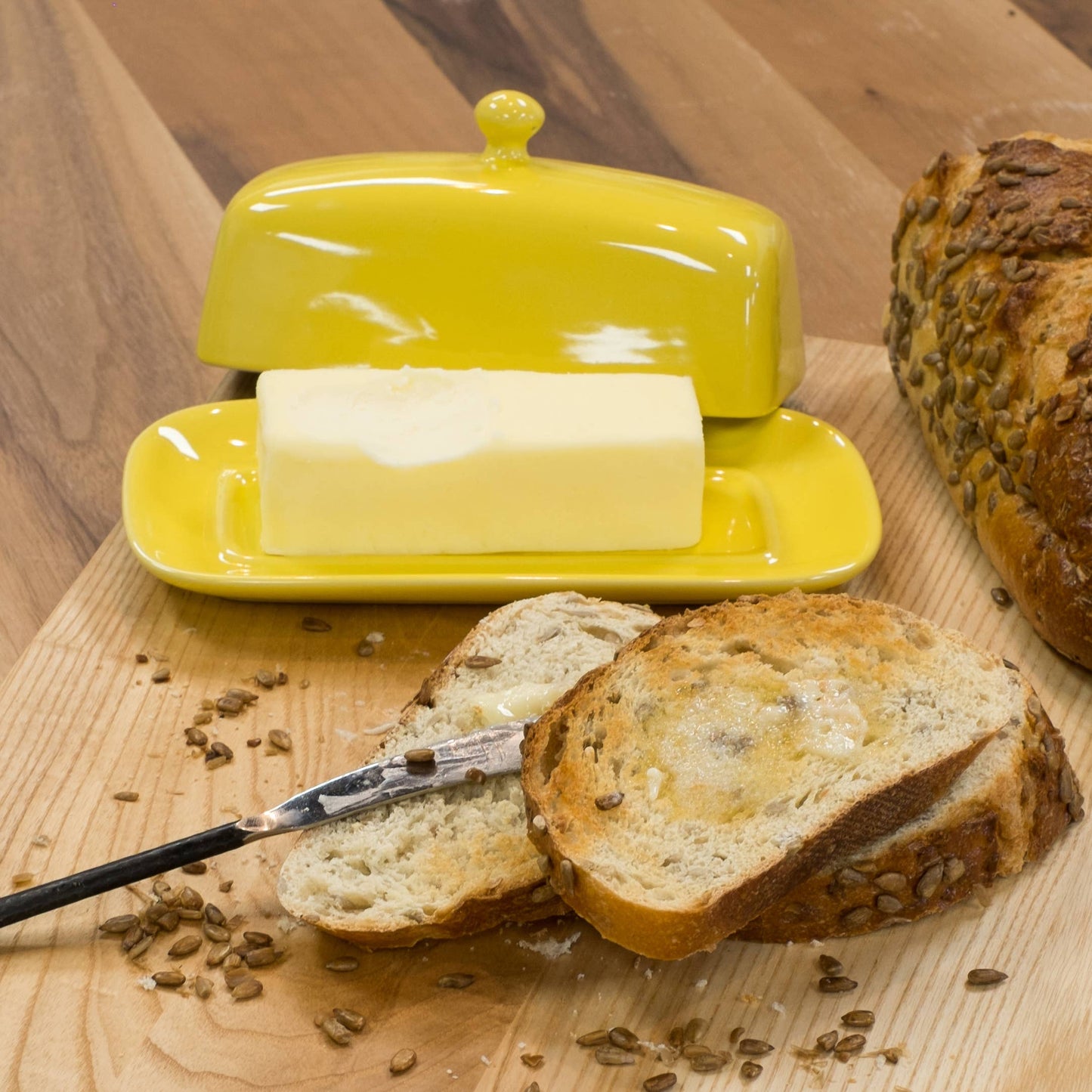 LEMON YELLOW RECTANGULAR BUTTER DISH