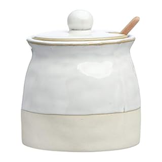SUGAR POT W/LID & WOOD SPOON