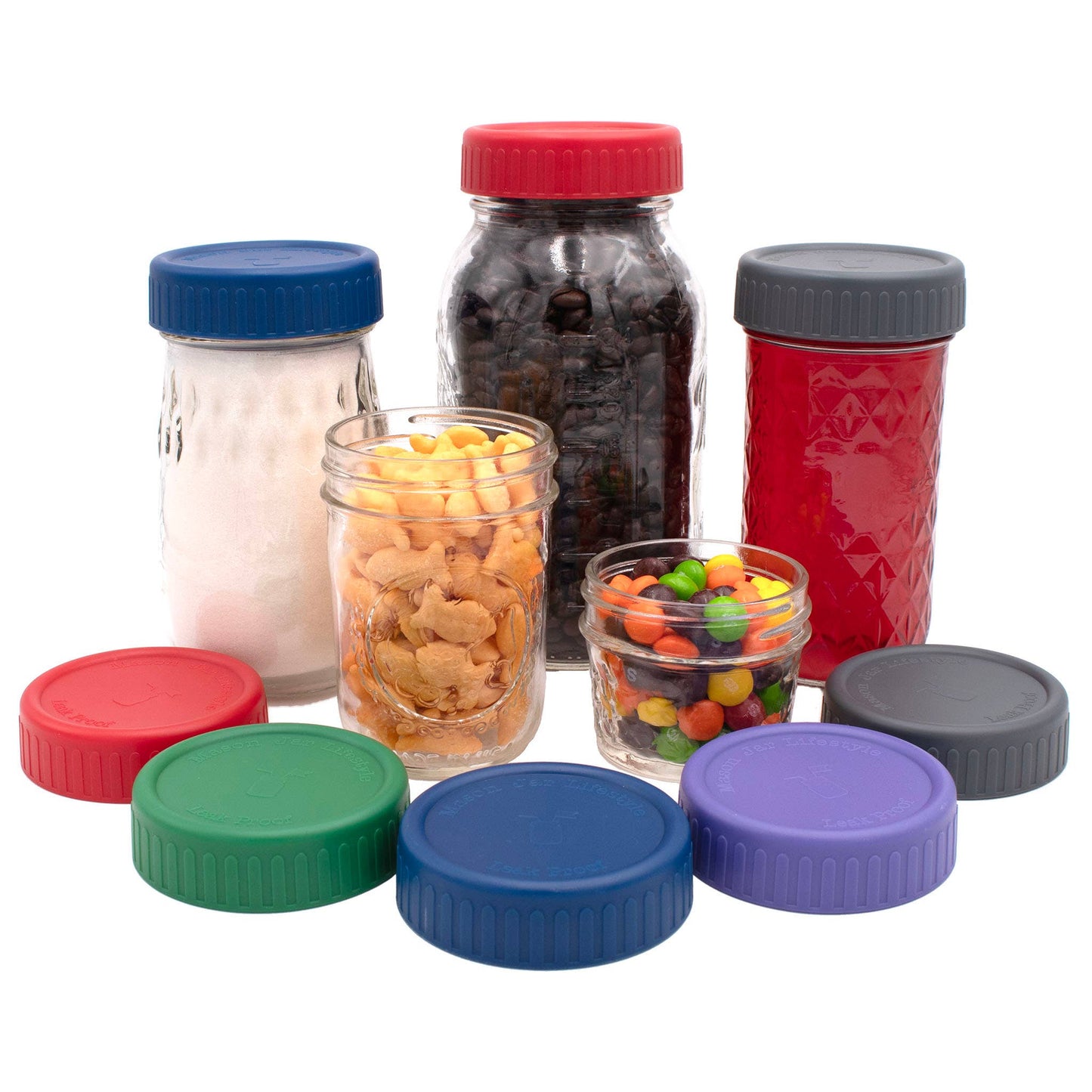 MJL LEAK PROOF PLASTIC STORAGE LIDS FOR MASON JARS: WIDE MOUTH