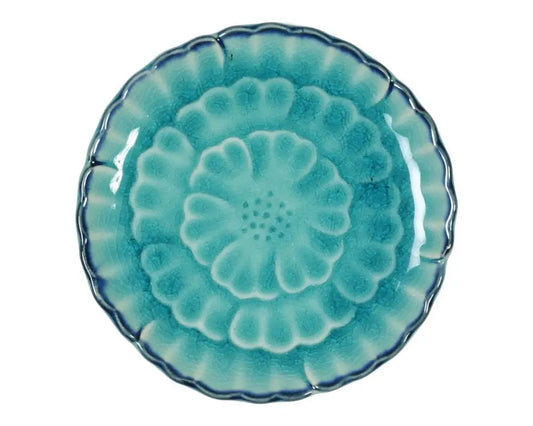 TURQUOISE FLOWER 4.75" CERAMIC PLATE