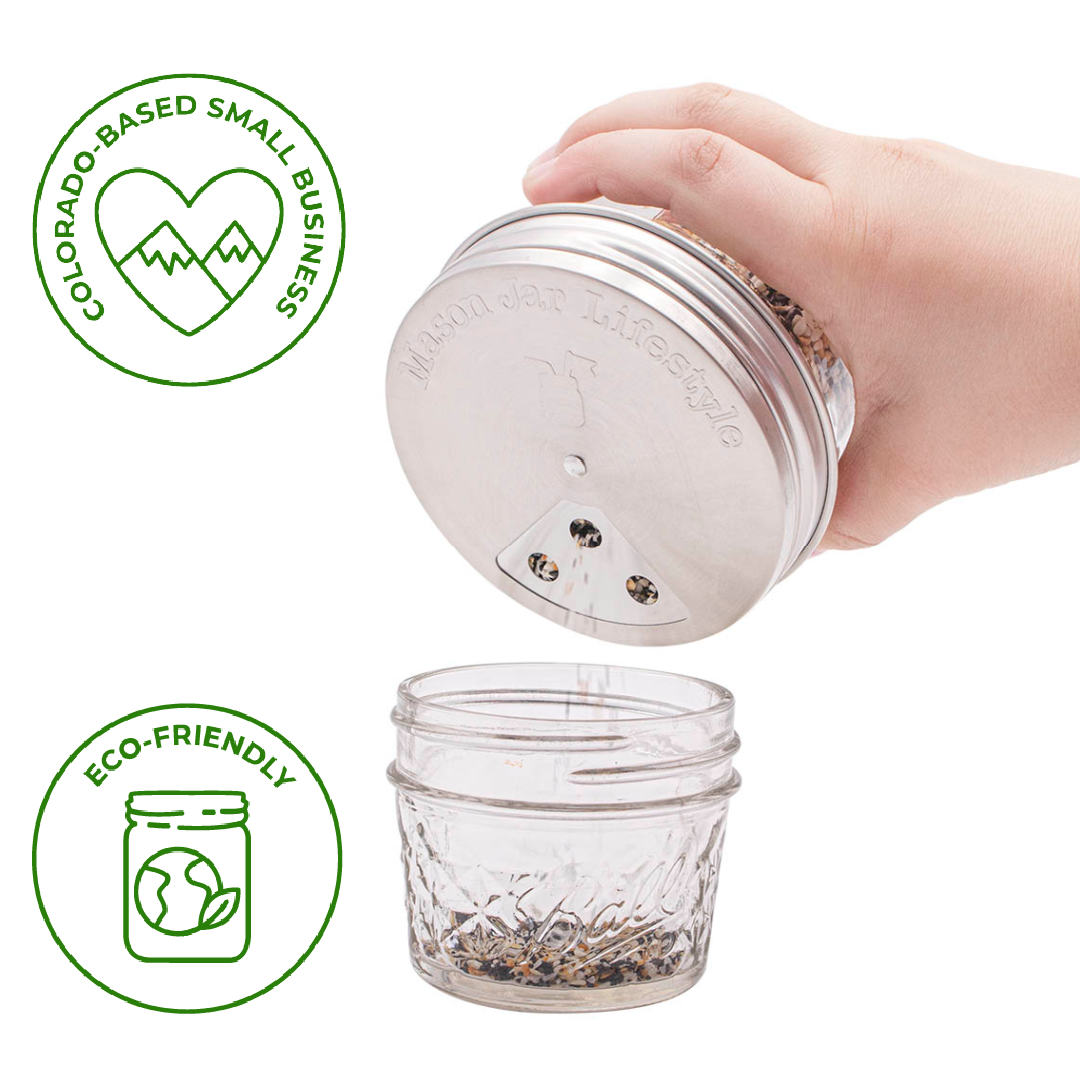 4 PACK STAINLESS STEEL SPICE LIDS: REGULAR MOUTH