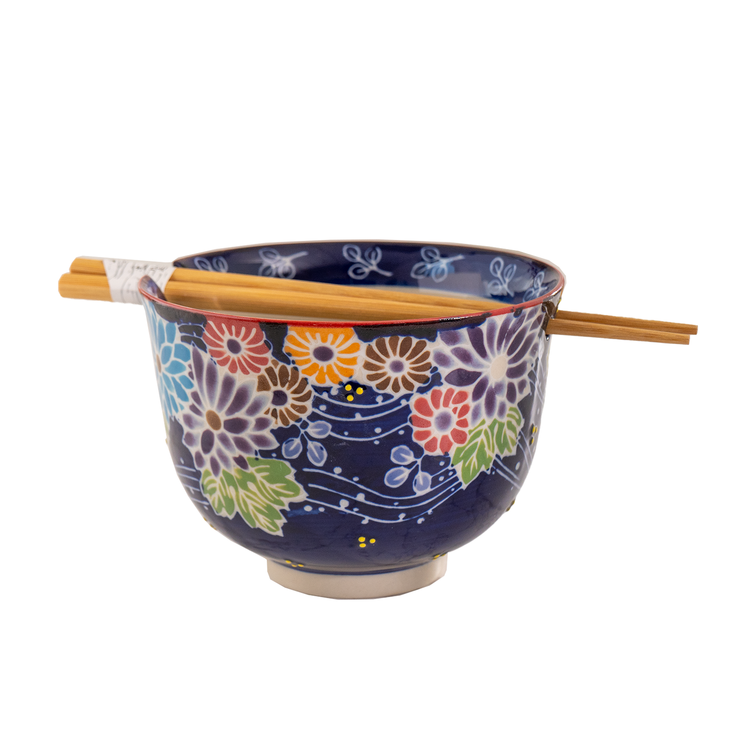 FLORA MIX DESIGN 18OZ 5.25"D BOWL WITH CHOPSTICKS SET