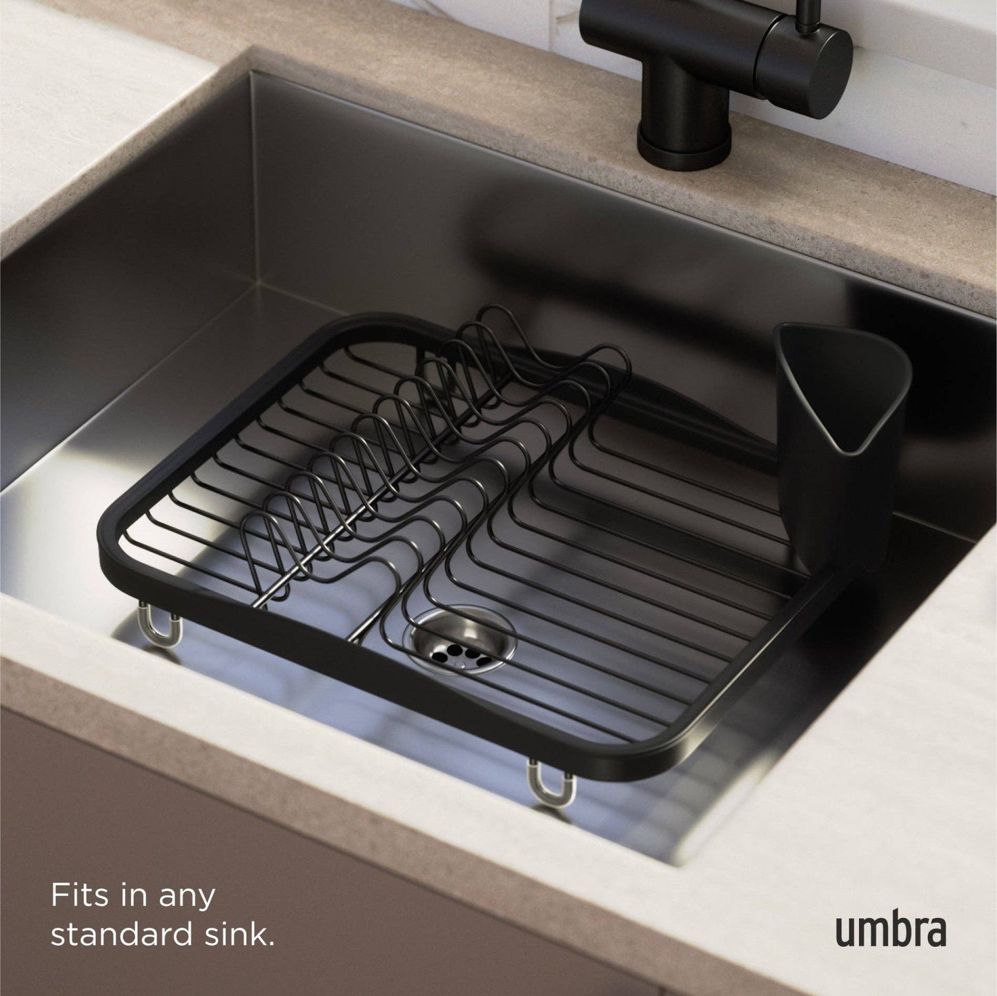 SINKIN DISH RACK: WHITE-NICKEL