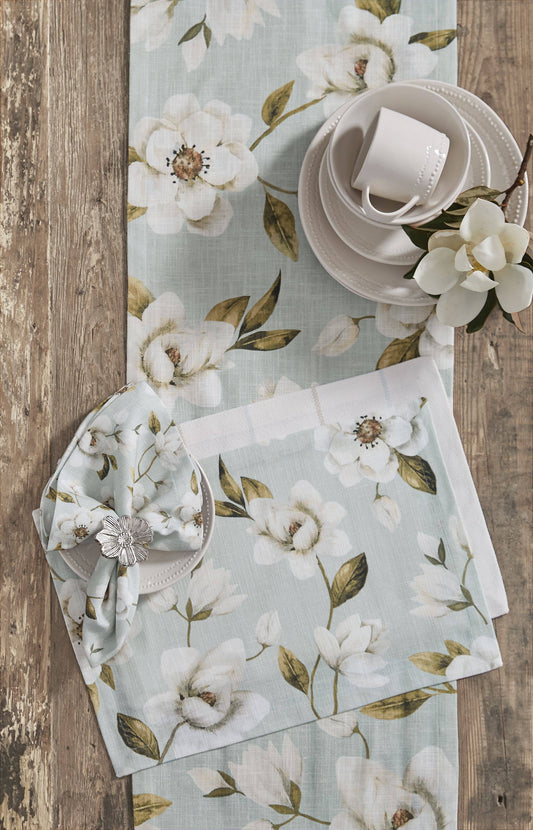 MAGNOLIA FLORAL TABLE RUNNER - 72"L