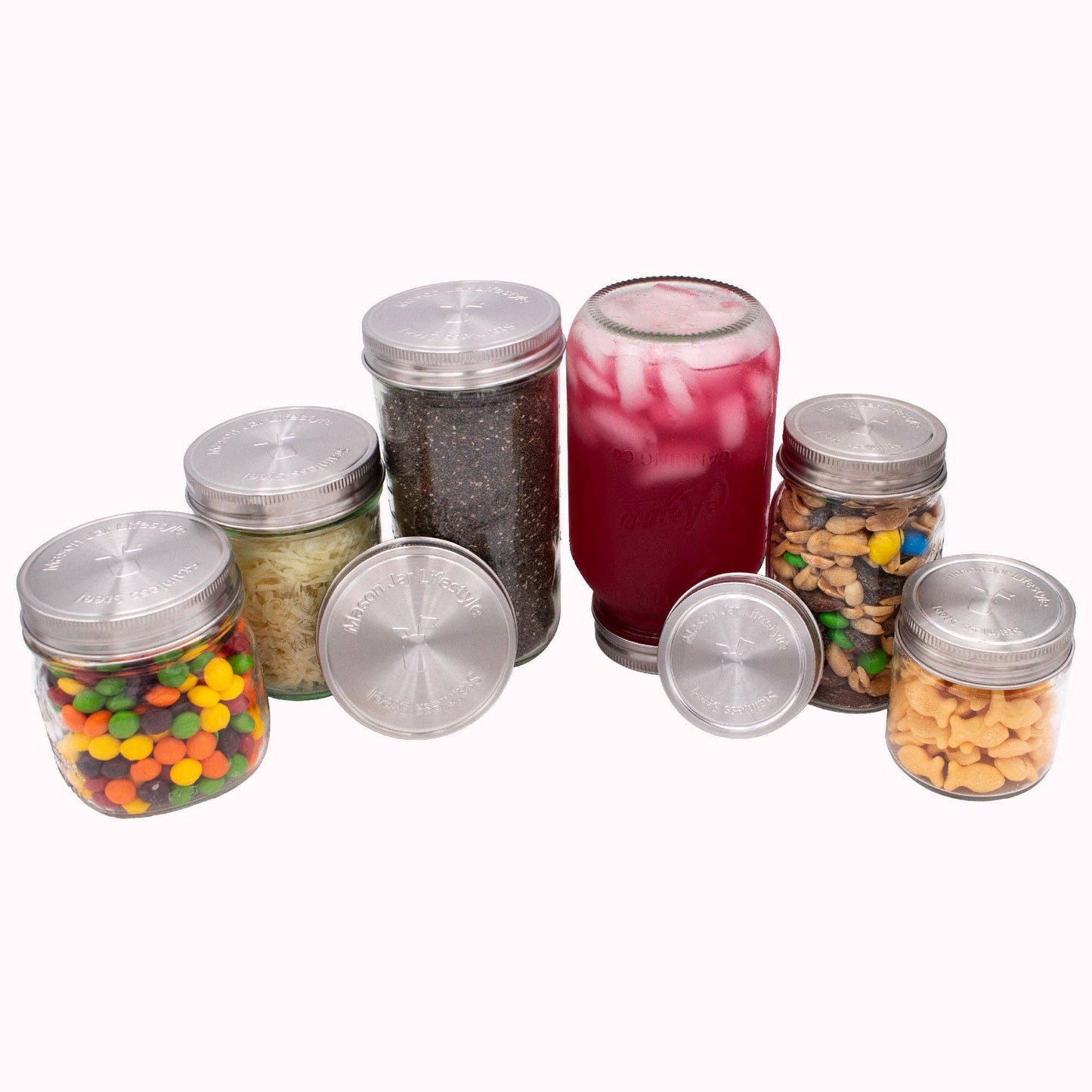 Stainless Steel Storage Lids w/ Silicone Seals for Mason Jar: Wide mouth