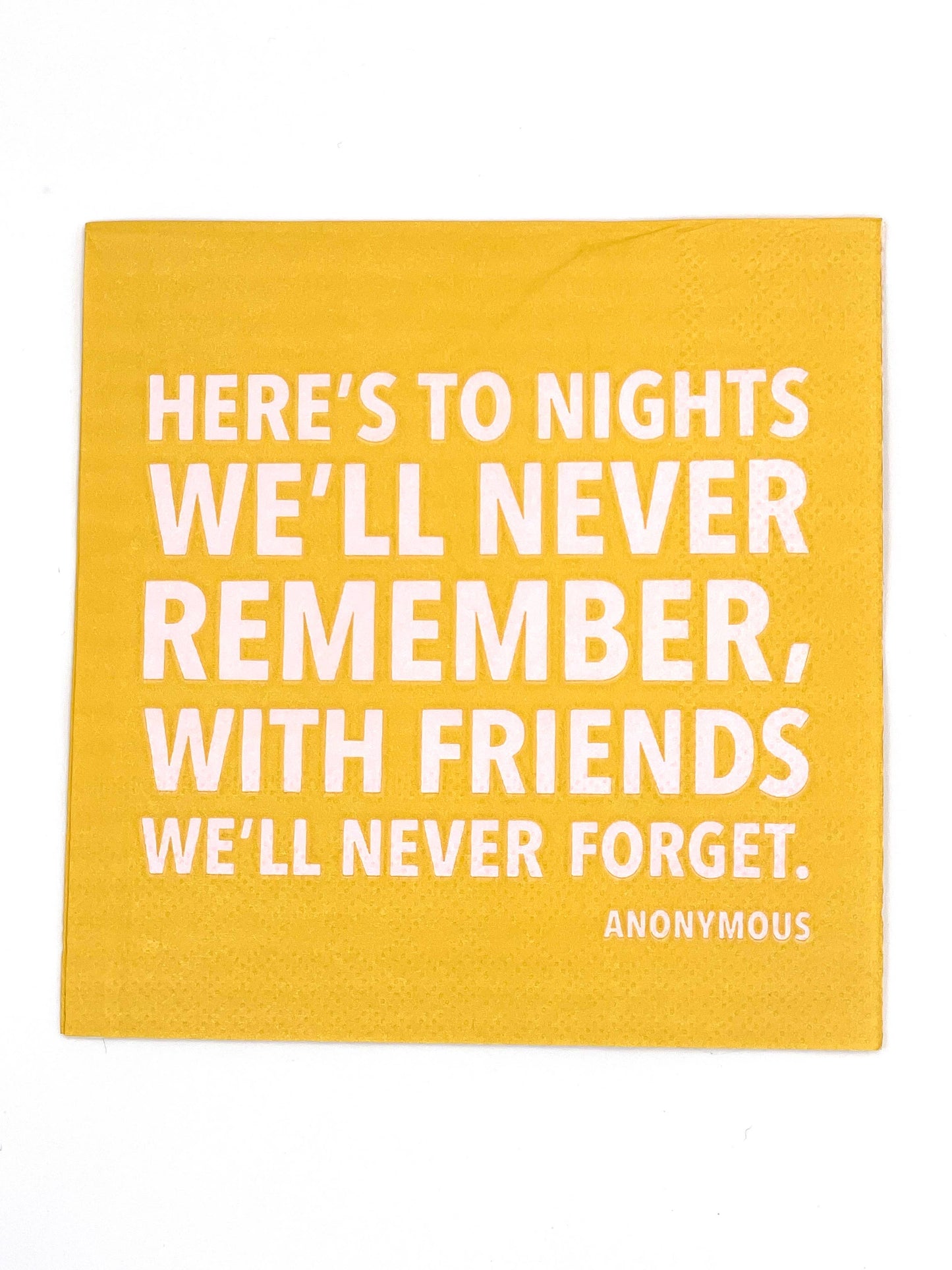 PARTY COCKTAIL FUNNY NAPKINS-TO NIGHTS WE'LL NEVER REMEMBER