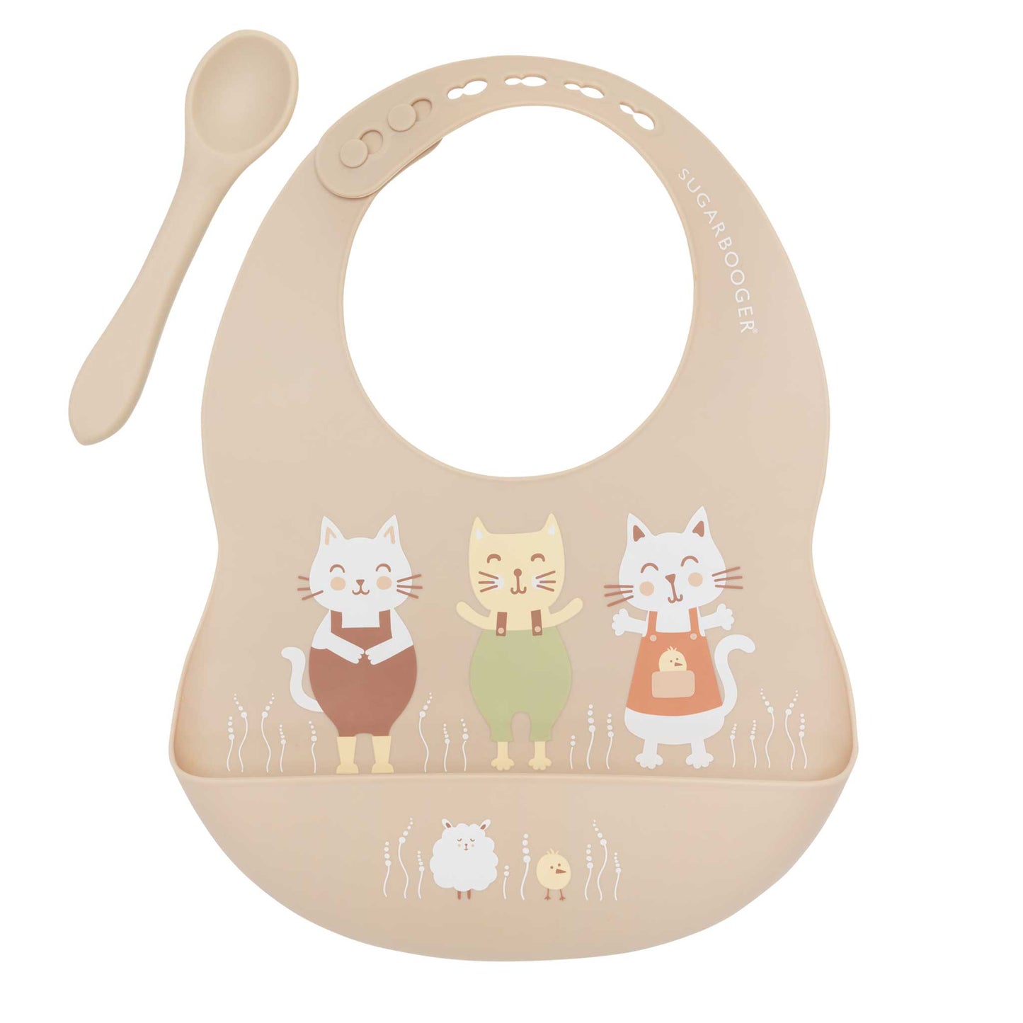 SILICONE BIB & SPOON SET: PRAIRIE KITTY