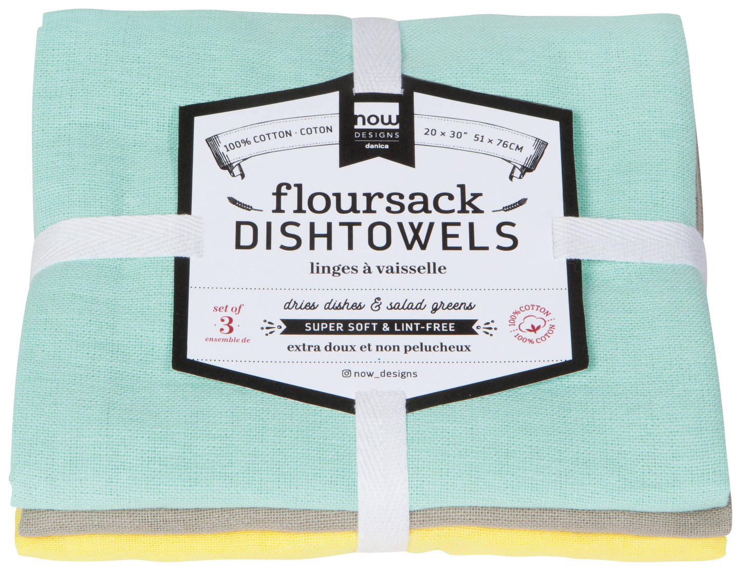 JADE MOONSTRUCK ZEST FLOURSACK DISHTOWELS SET OF 3