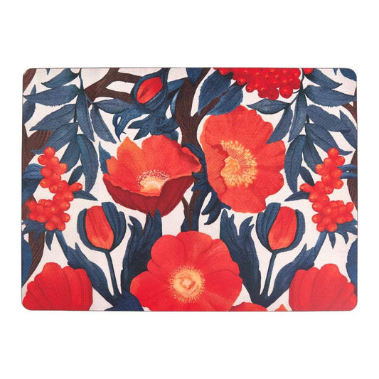 ICELANDIC POPPIES CORK-BACKED PLACEMATS, SET/4