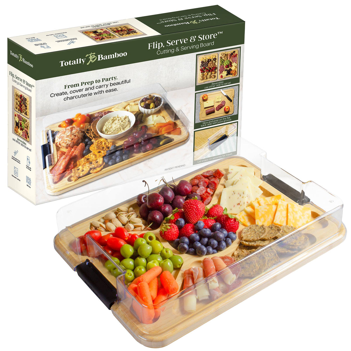 Flip, Serve & Store® Charcuterie Board with Locking Lid