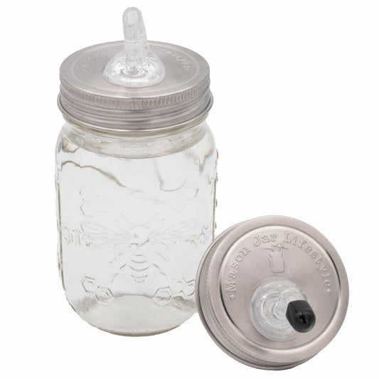 LIQUOR POUR SPOUT STAINLESS STEEL LID FOR MASON JARS: REGULAR MOUTH