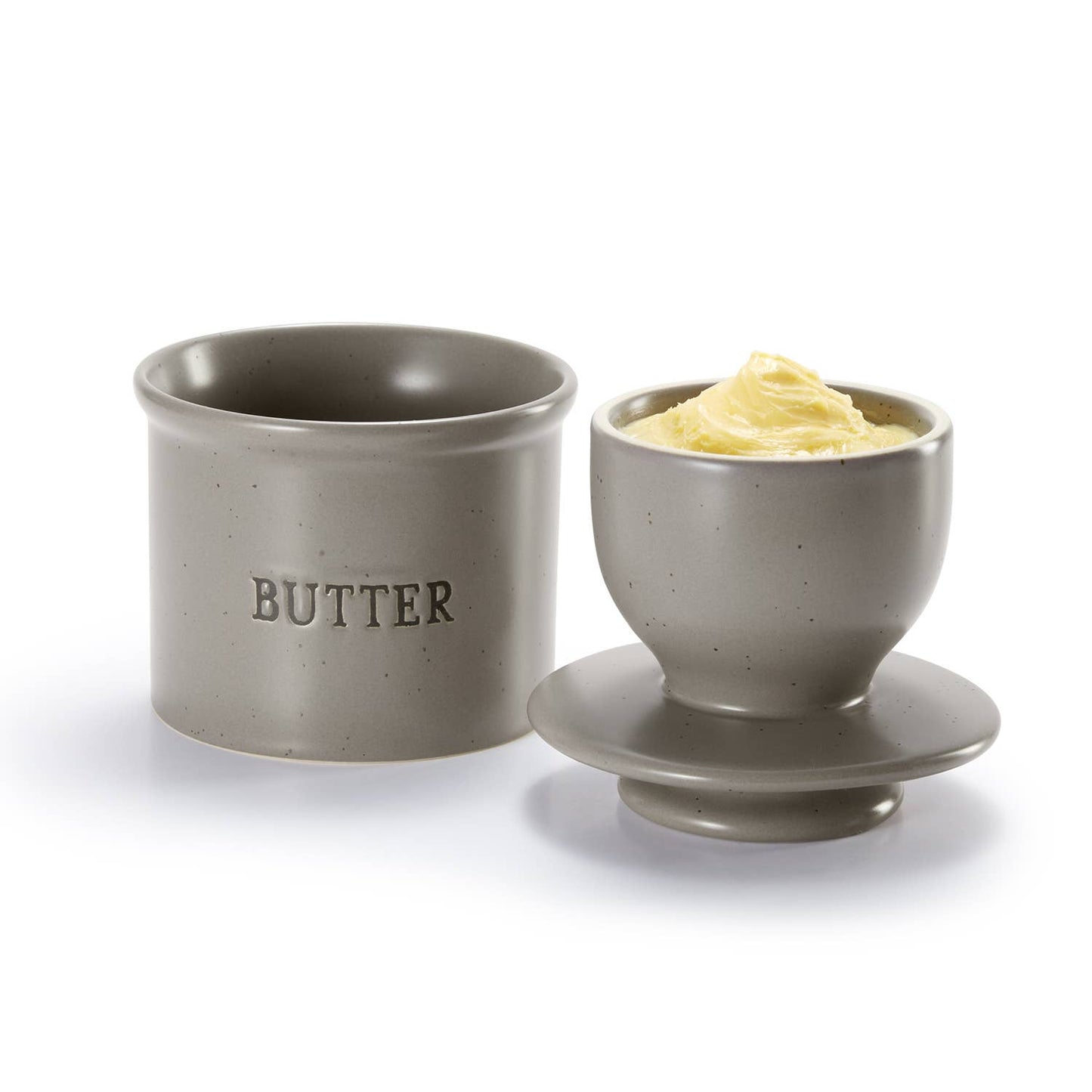 KOOK FRENCH BUTTER KEEPER DISH, CERAMIC: OATMEAL