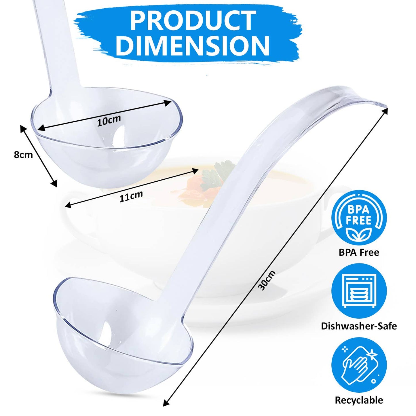CLEAR PLASTIC PUNCH LADLE