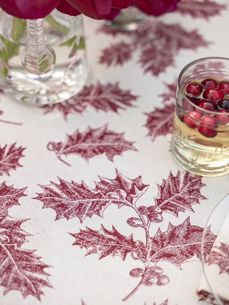 Holly Toile Tablecloth - Red: 60x90