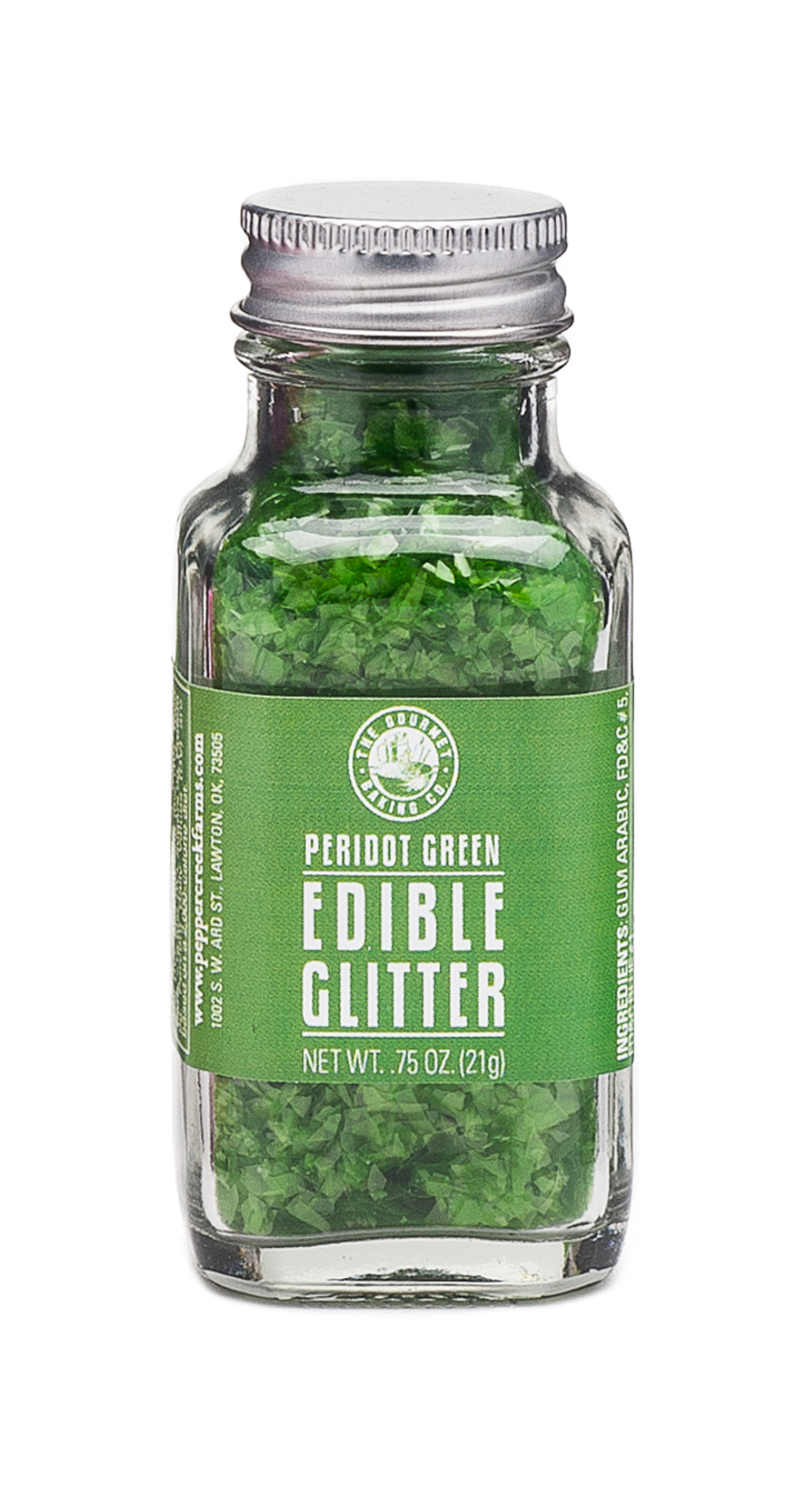 PERIDOT GREEN EDIBLE GLITTER SPRINKLES, 0.75 OZ.