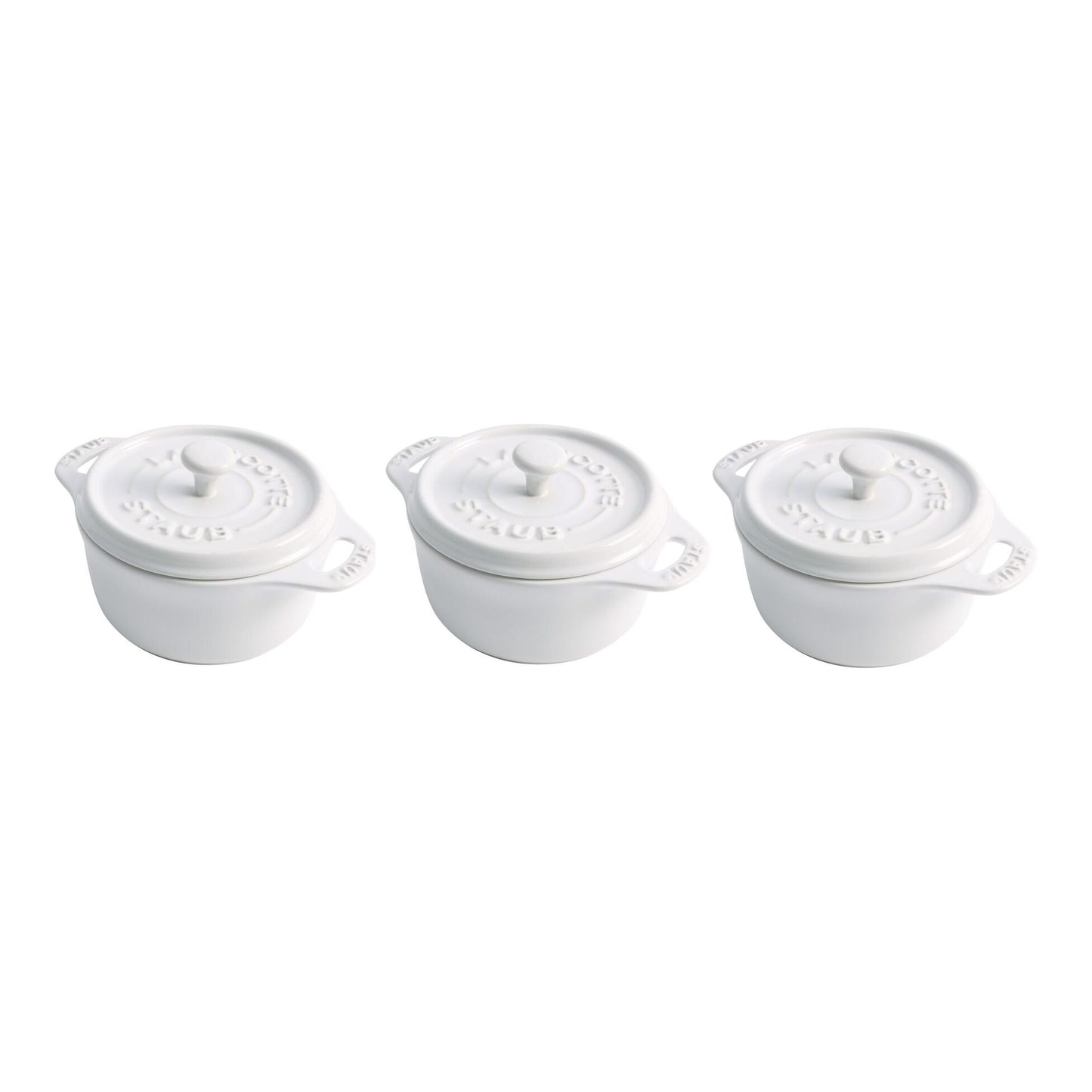 STAUB CERAMIC MINI COCOTTE 3 PC SET WHITE