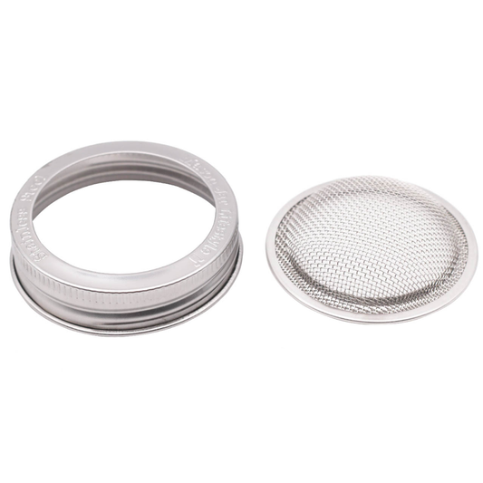 CURVED RUST PROOF SPROUTING LID AND BAND FOR MASON JARS: REGULAR MOUTH WITH JAR