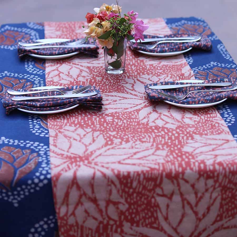 Floral Block Print Table Runner - Rosette