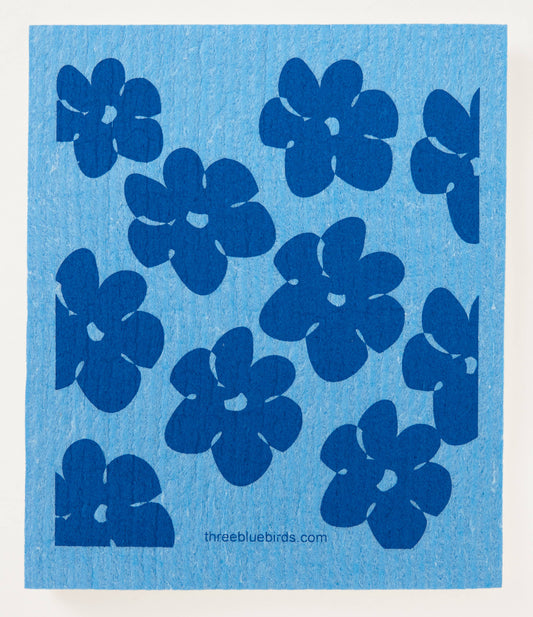 FLOWER POWER BLUE SWEDISH DISHCLOTH