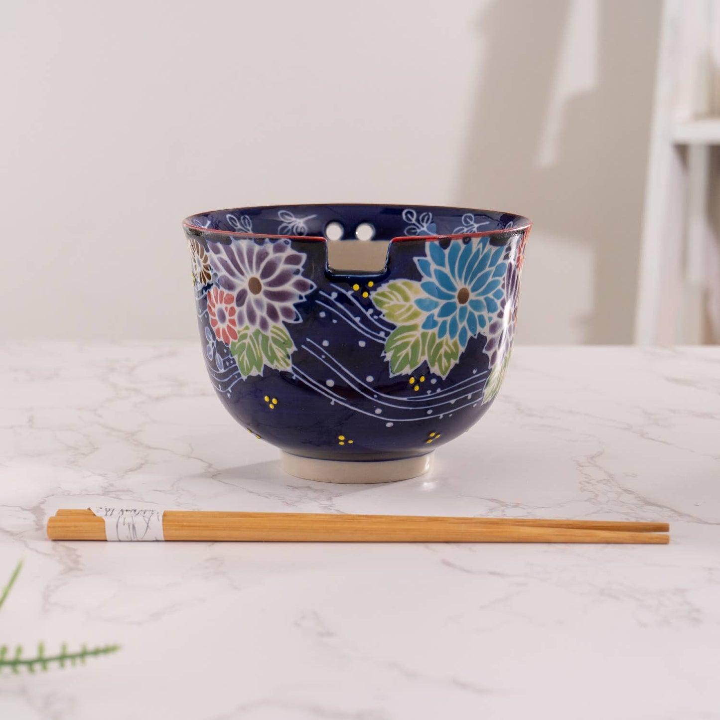 FLORA MIX DESIGN 18OZ 5.25"D BOWL WITH CHOPSTICKS SET