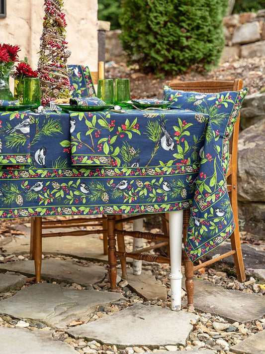 Chickadee Tablecloth - Navy: 60x90