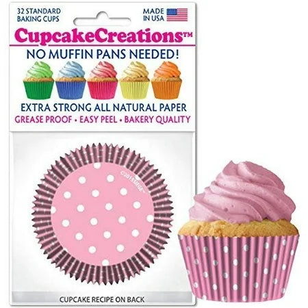 STANDARD CUPCAKE LIGHT PINK POLKA DOTS