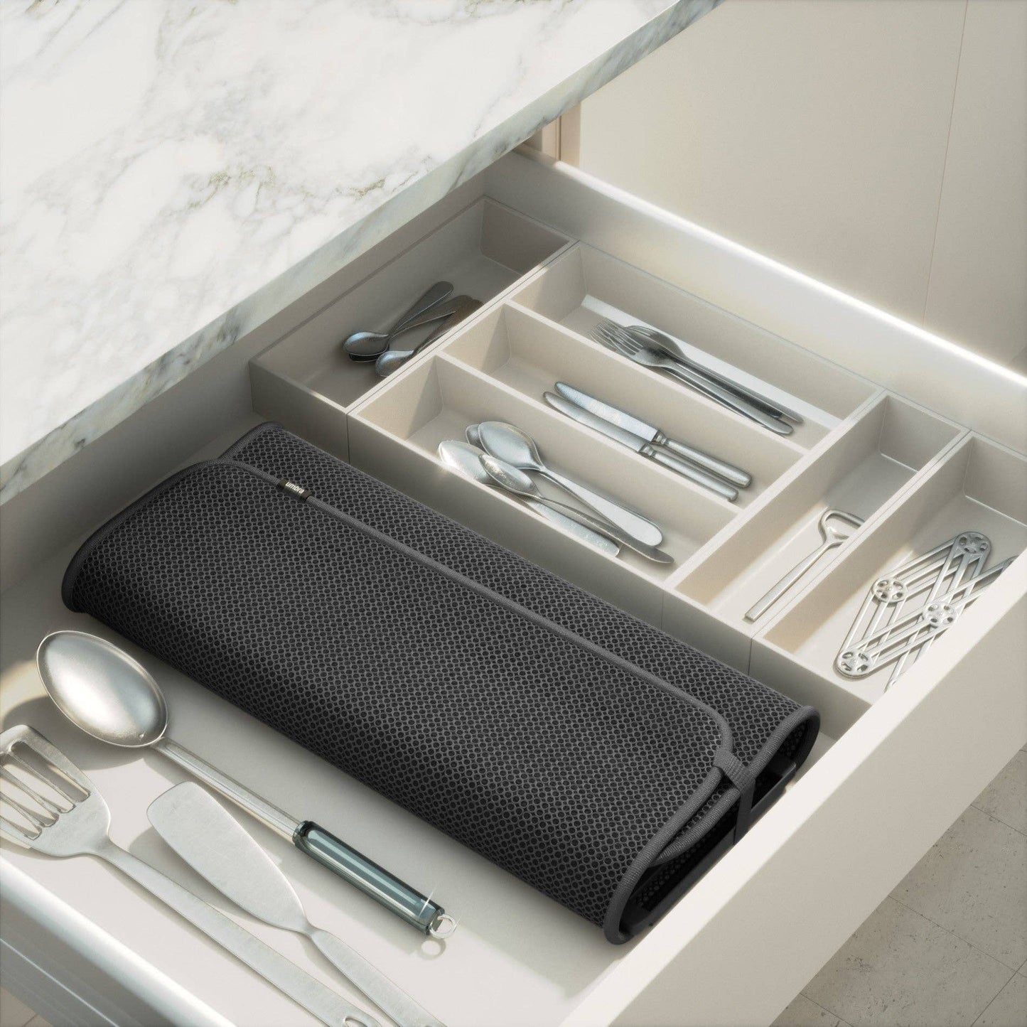 UDRY DISH RACK WITH DRYING MAT: LINEN
