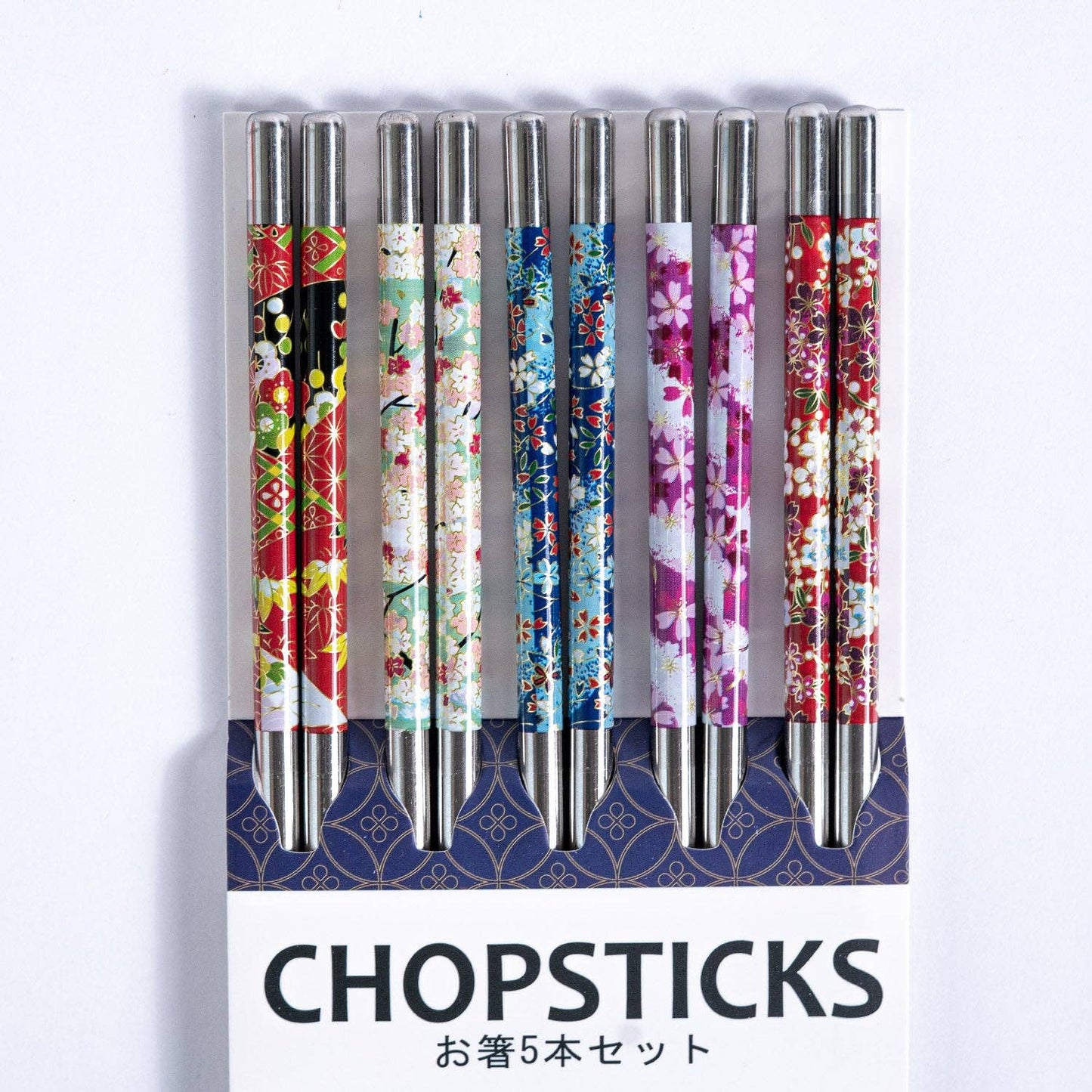 Floral Chopsticks Set Stainless Steel 5/pair