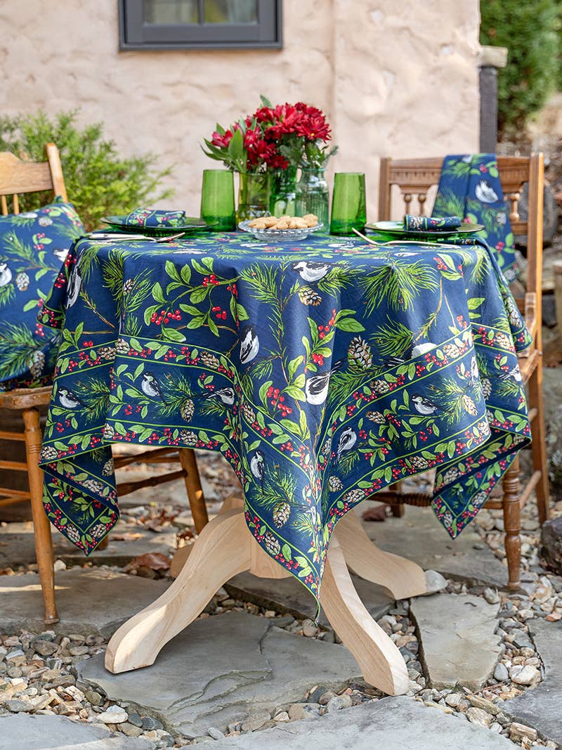 Chickadee Tablecloth - Navy: 60x108