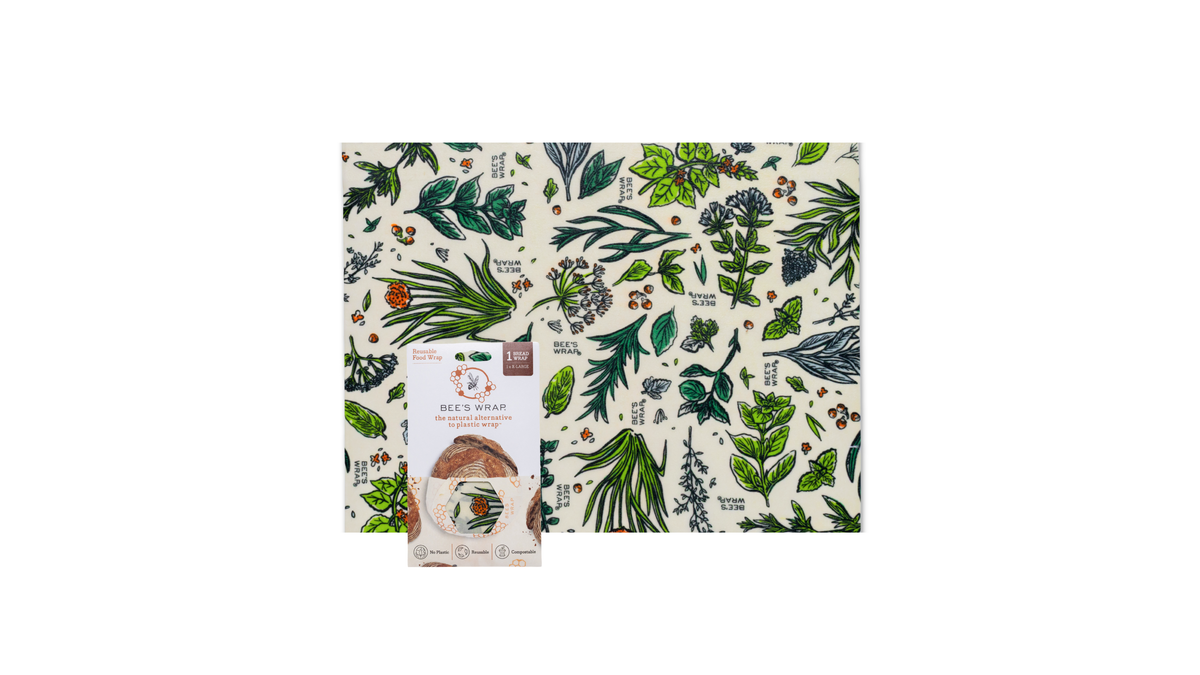 Bees Wrap Beeswax Reusable Bread Wrap - Herb Garden Print