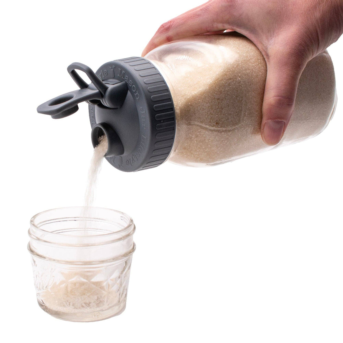 Pour & Store Shaker Lid with Carry Loop for Mason Jars: Cherry red / Wide mouth / Updated