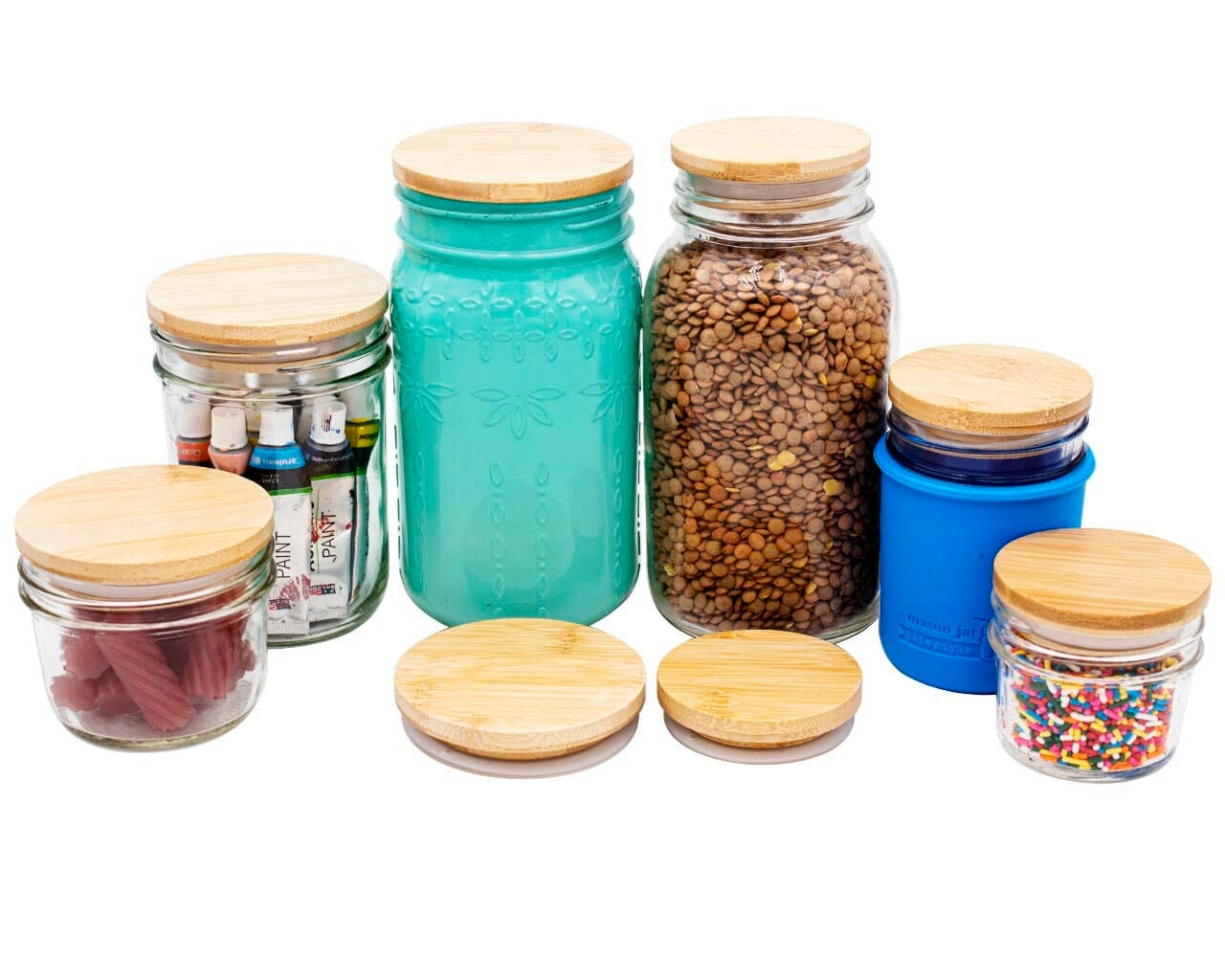 Bamboo Storage Stopper Lids for Mason Jars: 6 Pack / Regular mouth