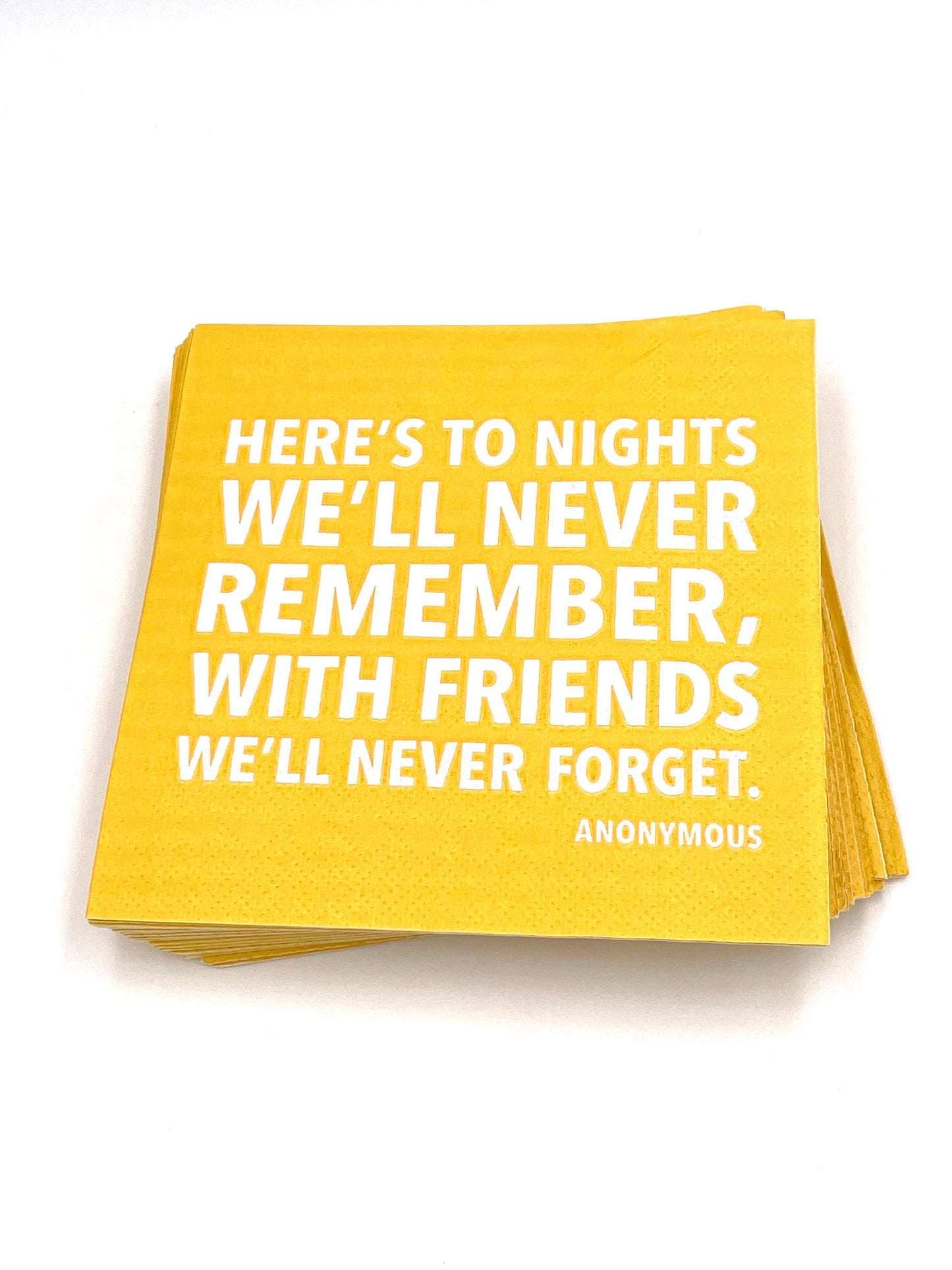 PARTY COCKTAIL FUNNY NAPKINS-TO NIGHTS WE'LL NEVER REMEMBER