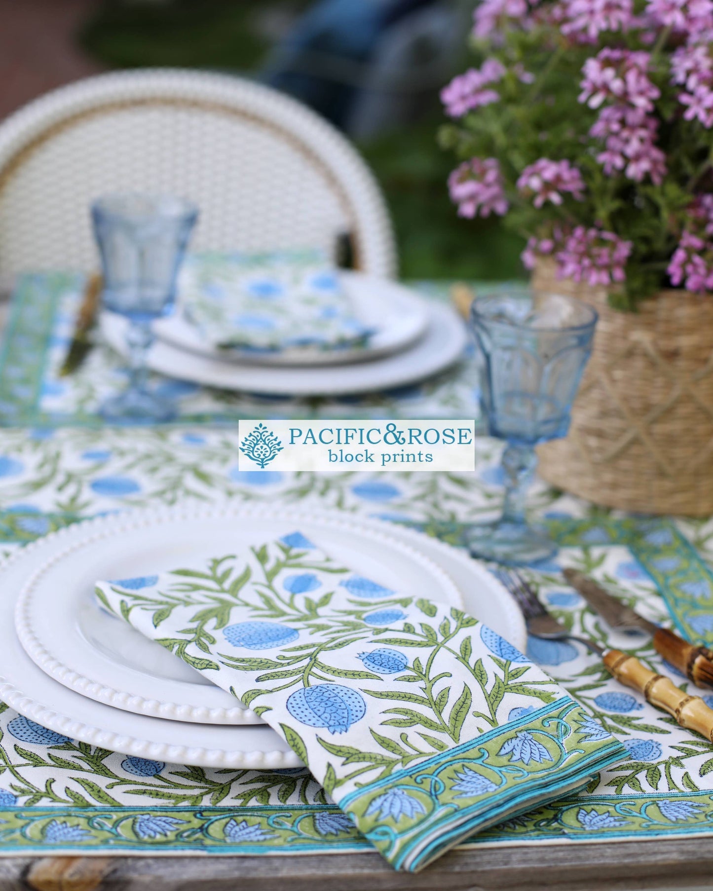 NAPKINS POMEGRANATE BLUE SET/4