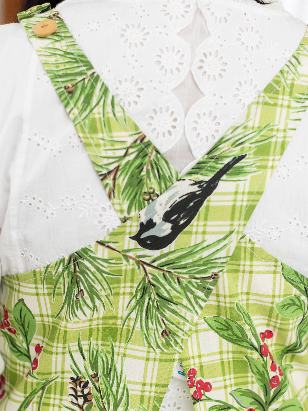 Chickadee Check Farmhouse Apron - Green: Regular